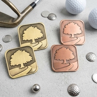 Marqueurs de balle de golf en alliage de zinc forgé à la main, avec logo gravé et bord martelé, tailles personnalisées
