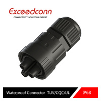 Conector de Cable IP68 de 3 Pines, 17.5A, 450V CA, Hembra, Montaje en Cable, Redondo, PA66 30%GF, Aleación de Cobre con Recubrimiento de Níquel para Iluminación Arquitectónica