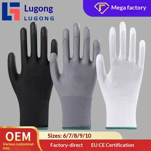 Anti-statik Beyaz Gri Siyah Naylon <span class=keywords><strong>PU</strong></span> Kaplamalı Avuç İçi Örme Bilek Eldivenleri Kaymaz Aşınmaya Dayanıklı Parmaklar Tozsuz Fabrika Eldivenleri - Product Image 4