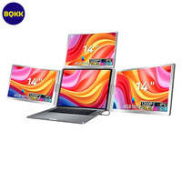 Conjunto de Monitor Triple de 14 Pulgadas IPS FHD 1920 X 1200 IPS con Rotación Automática, Pantalla Portátil Todo en Uno con USB-C para Pequeñas Conferencias
