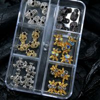 Kit de breloques pour ongles d'Halloween, 30 pièces, ornements en métal avec strass, araignée, couronne, crâne, pour ongles à presser, fabrication de manucure DIY, vente en gros