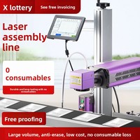 Machine de marquage laser à fibre entièrement automatique pour l'impression de dates d'expiration, de graphiques, de logos, sur boîtes d'emballage, sacs en plastique, métal, etc.