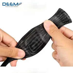 DEEM cable management Expandable Braided PET Black Cable Sleeve cable wire sleeves expandable sleeve