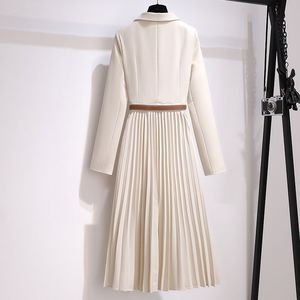 Abito Formale Elegante a Maniche Lunghe con Pieghe, Vestito Monocolore per Ufficio, Abito Professionale <span class=keywords><strong>da</strong></span> Donna, Lunghezza Midi, Casual - Product Image 3
