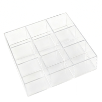 Organisateur en acrylique transparent à 9 compartiments, boîte de présentation et de rangement multifonction pour bijoux, timbres et perles