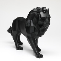 Figurine de lion en polyrésine créative nordique, statue animale argentée, décoration géométrique pour la maison, le salon, l'entrée, cadeau de déménagement