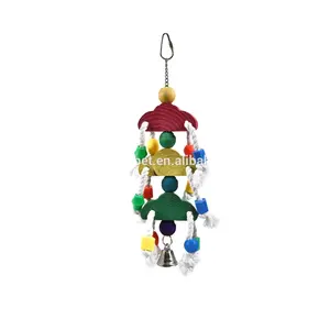 カラフルなオウムペット鳥コンゴウインコハンギングチューおもちゃベルウッドブロックスイングおもちゃ