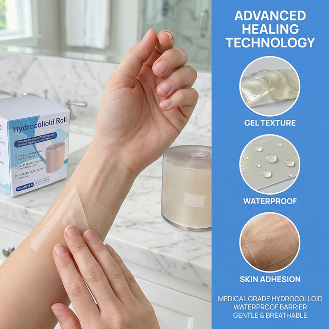 OEM Hydrocolloid Water Gel Wound Dressing Roll Absorbent Artificial Skin Bandage 50mm*5m/Customizable ISO13485 Class