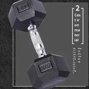 Haltères hexagonaux recouverts de caoutchouc pour la remise en forme à domicile, exercices pour tout le <span class=keywords><strong>corps</strong></span>, relaxation musculaire - Product Image 3