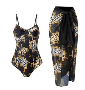 Cổ 5 màu sắc với pad in thiết kế một mảnh đồ bơi xu hướng hai mảnh tắm phù hợp với bãi biển sarong coverup - Product Image 2