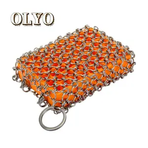 316 Stainless Steel Cast Iron Cleaner Chainmail Scrubber for Restaurants Kitchen Cleaning