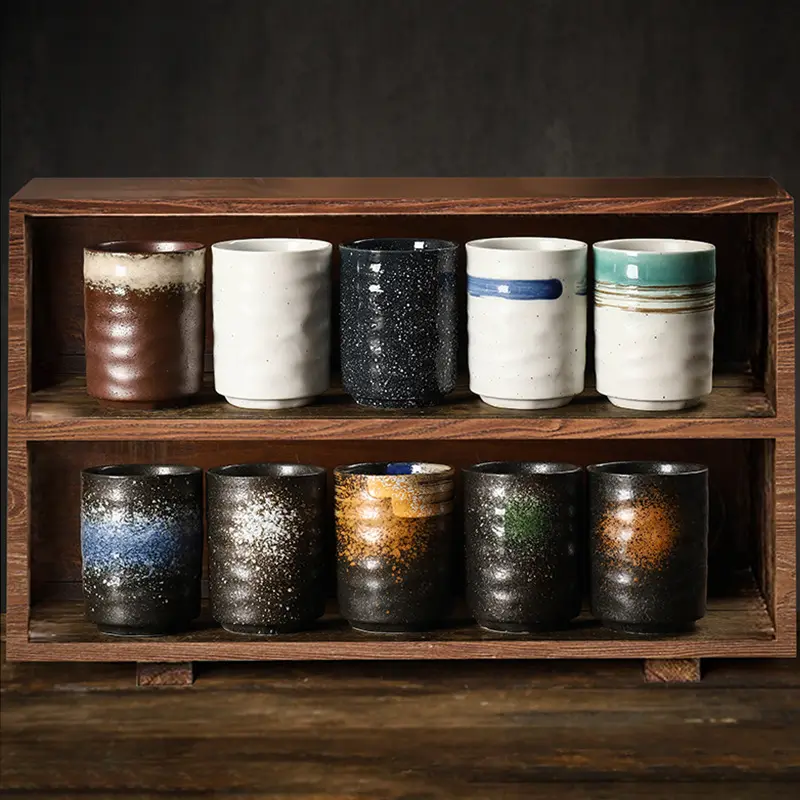 Seramik kupalar 300ml japon çay bardağı kahve çömlek bardak zarif çay bardağı kupa konteyner Drinkware Teaware dekor el sanatları hediye