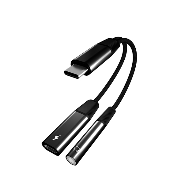 2-in-1 USB Type C to 3.5mm AUX Audio Headphone Adapter AC Output 60W Fast Charging Splitter Converter for Mobile Phone Brand New
