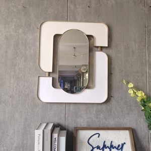 <span class=keywords><strong>Miroir</strong></span> mural géométrique superposé en gros, <span class=keywords><strong>miroir</strong></span> décoratif moderne encadré or pour la décoration intérieure - Product Image 4