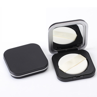Boîte d'emballage vide pour cils, boîtier Compact avec miroir Blush, tracteur maquillage, étui de luxe mat noir