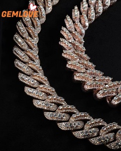 GEMLOVE Men's Rose Gold 14K Solid Gold Diamond <b>Statement</b> <b>Necklace</b> Round Brilliant Cut Channel Setting Luxury Jewelry - Product Image 6
