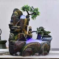 Fuentes de Interior Modernas de Resina, Cascada Decorativa de Escritorio, Humidificador Práctico para el Hogar, Paisaje de Belleza para la Sala de Estar