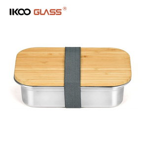 IKOO Multifunctional Eco-Friendly food container stainless steel lunch box with bamboo lid