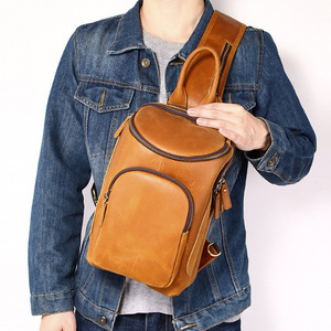 Bolso Cruzado de Cuero Crazy Horse para Hombre, Color Marrón Oscuro, Cuero Genuino, Multifuncional, para Uso Diario - Product Image 2