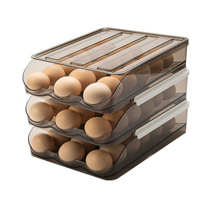 Rolling Kitchen Refrigerator Storage Household Transparent Drawer Egg Tray Space Saver Organizer