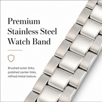 Bracelet de montre en acier inoxydable 316L de haute qualité, argenté, avec double bouton de déverrouillage