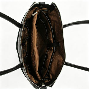 Sac à main en cuir grainé noir pour femme, double poignée supérieure, poche avant zippée, sac de travail professionnel - Product Image 6