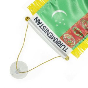 Custom TURKMENISTAN Satin Pennant Flag Car Mini Flag <b>Banner</b> with Yellow Tassels - Product Image 3