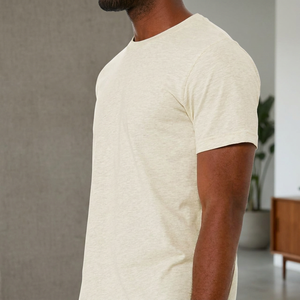 Camiseta cómoda, sólida, informal, lisa, con cuello redondo, para hombre, manga corta, tejida, de corte regular, ligera, 100% algodón, de secado rápido - Product Image 3