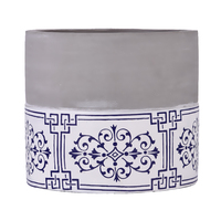 Pot à bougie en ciment à motif de porcelaine bleue et blanche de style chinois