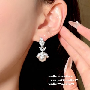 Vapevine stile Vintage placcato in oro 18K Set in ottone frizzante orecchio di <span class=keywords><strong>acqua</strong></span> goccia di pietre preziose collana di perle petalo zircone rame - Product Image 3