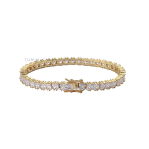 4Mm * 4mm 4-claw Square Zirconium Tennis <b>Bracelet</b>, <b>Copper</b> Micro-inlaid Zircon Single-row Chain Tanjing Fashion Lijing Necklace - Product Image 3