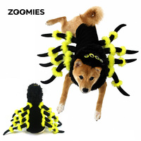 Costume d'araignée d'Halloween en gros pour animaux de compagnie, tenue de cosplay amusante pour chats et petits/moyens chiens, robe fantaisie en polyester et peluche
