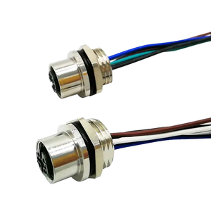 Custom 4 5 8 12 <strong>Pin</strong> a Code <strong>Socket</strong> Pre-wired Flying Leads Waterproof Rear Front Fastened Panel Mounted M12 Panel Mount <strong>Connector</strong> - Product Image 4