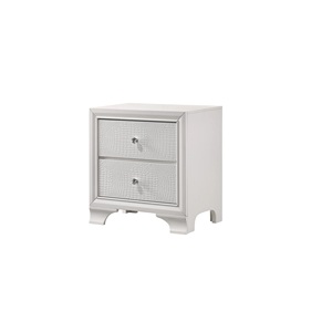 Comodino Moderno Stile Glamour Bianco Puro con Due Cassetti e Motivo Coccodrillo in Rilievo - Product Image 2