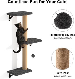 Ensemble de meubles en bois pliable 4-en-1 stable et sûr, mur d'escalade gris de 16 pouces pour petits animaux - Product Image 4