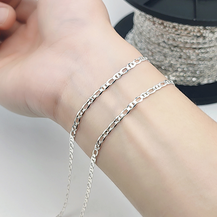 Wholesale Curb 925 Sterling Silver Chains for Jewelry Making