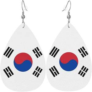 Boucles d'oreilles pendantes en cuir léger en forme de goutte d'eau, motif drapeau national, pour bijoux, tenues, accessoires, cadeaux - Product Image 4