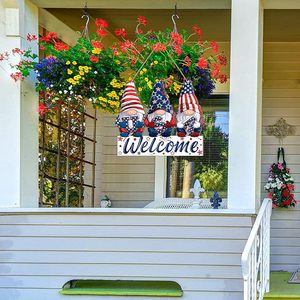 Letrero de Bienvenida Rústico de Madera Patriótico para el <span class=keywords><strong>4</strong></span> de Julio, con 3 Gnomos para Decoración <span class=keywords><strong>del</strong></span> Porche Delantero <span class=keywords><strong>del</strong></span> Día de la Independencia, Venta al por Mayor - Product Image 6