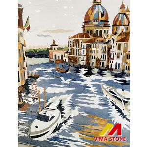 Custom high end in marmo naturale a getto d'acqua medaglione arte venezia intarsio pattern design per parete decorativo sfondo - Product Image 3