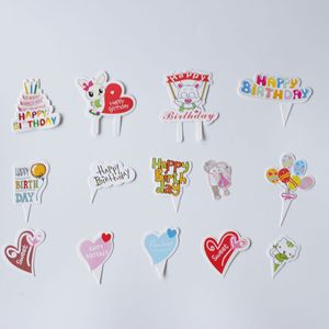 Paper Cake Decorating Flags Birthday Party Dessert Table Decorations Heart Shape Disposable Cake Decoration Inserts Bulk Pack - Product Image 2