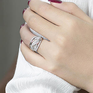 แหวนเพชร Q180 ทองคำขาว ชุบทองคำชมพู เพชรทรงกลมเจียระไนแบบบริลเลียนท์ เพชรธรรมชาติ แหวนแต่งงานสำหรับผู้หญิง - Product Image 4