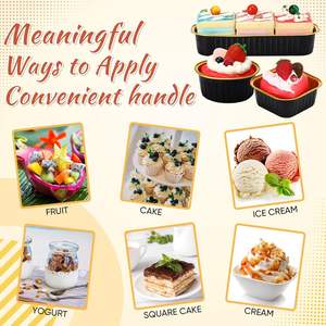 Contenedores Desechables de Aluminio Negro Dorado para Llevar Comida, Aptos para Microondas, con Tapas de Plástico PP, 150ml/200ml, Paredes Lisas, Grado Alimenticio - Product Image 5