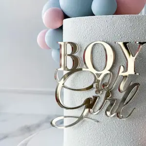 Baby Shower Party Supplies Gold Silver Boy Or Girl Acrylic Topper Birthday Cake Decoration