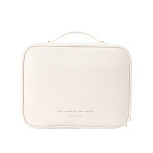 <b>Large</b> Capacity Makeup <b>Bag</b> With Zipper Compartment Travel <b>Cosmetic</b> Storage Case For Women White Pink Brown Black - Product Image 5