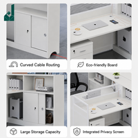 Poste de travail en T/F pour 2 à 6 personnes, bureau d'angle pour comptabilité et informatique, table de bureau blanche