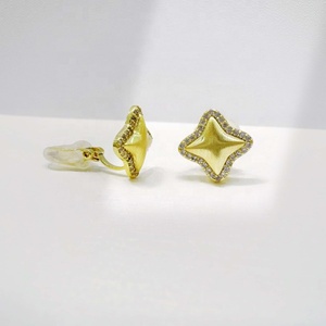 Pendientes colgantes únicos de plata 925 con corazón, trébol y circonita, chapados en oro, para mujer, venta al por mayor, moda, fiesta - Product Image 2