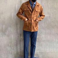 Veste de Chasse Safari pour Hommes OEM, Automne Printemps, en Faux Velours Daim, Style Britannique, Vêtement de Travail et Manteau d'Affaires