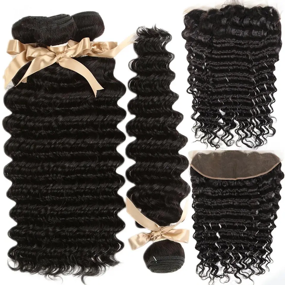 100% Cuticle Aligned Raw Cheap Brazilian Hair Vendor Transparent Frontal Closure Cambodian Water Curls Weave Hd Lace Frontal Set