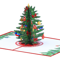 Kartu Ucapan dekorasi Natal, Merry Natal 3D Pop-Up pohon Natal Musim Dingin pemandangan Laser potongan Tahun Baru