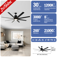 Ventilateur de plafond 1stshine de 64 pouces avec pales en ABS, qualité commerciale, personnalisable OEM/ODM, économe en énergie, innovant, sûr, avec éclairage LED